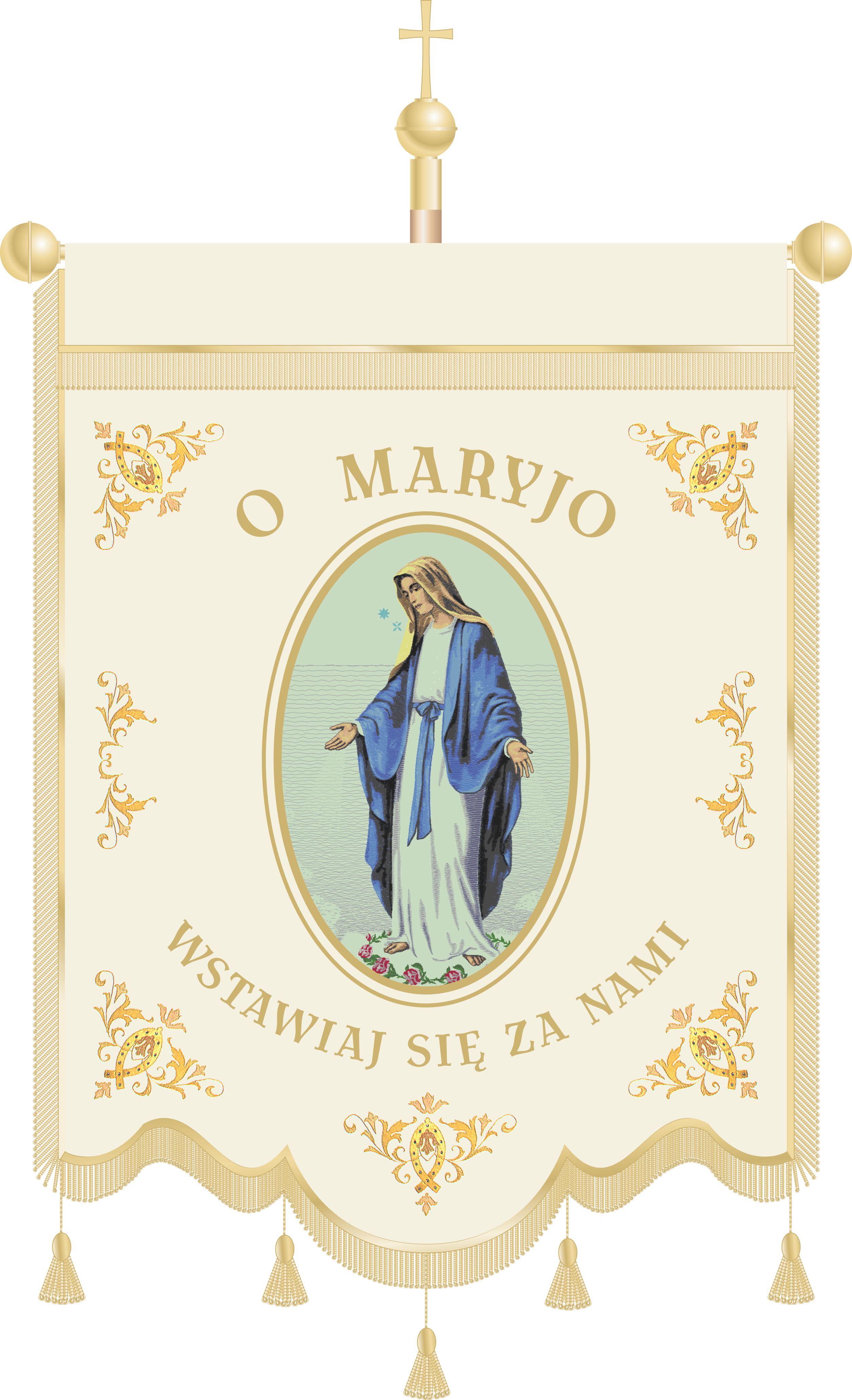 Chorągiew haftowana CHN 008 - Wizerunek Matki Bożej