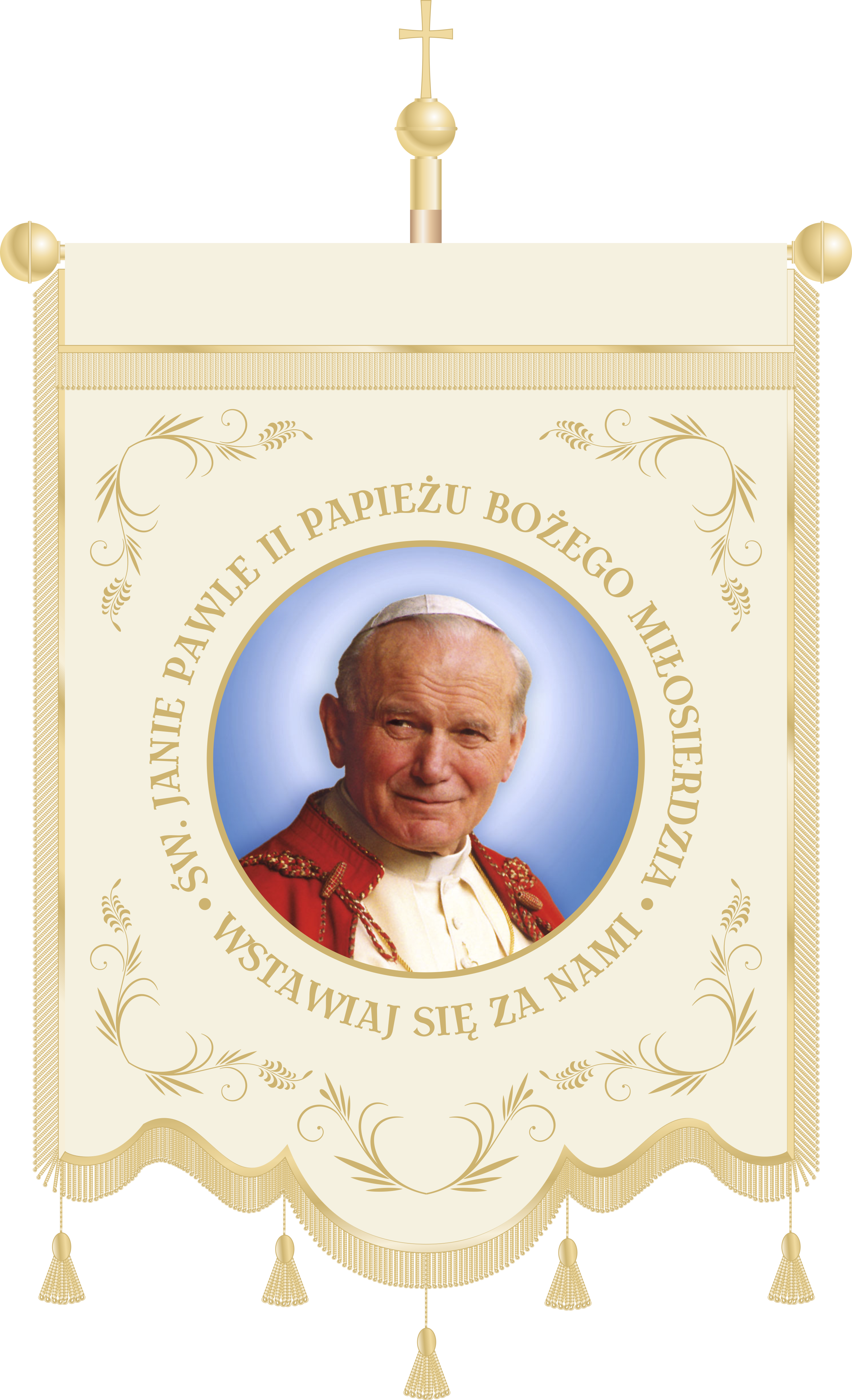 Chorągiew haftowana CHN 004 -  Wizerunek Jana Pawła II