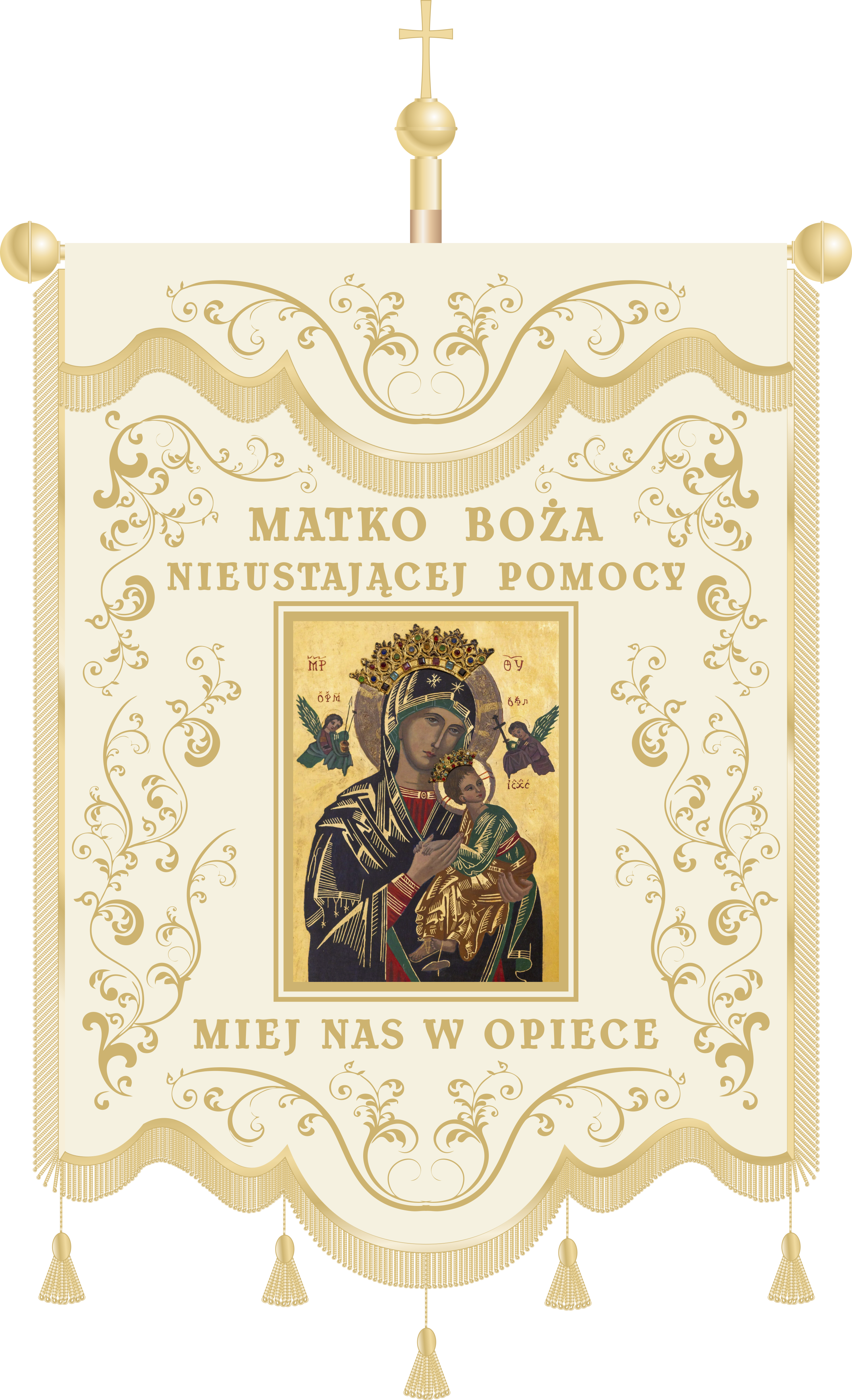 Chorągiew haftowana CHN 007 -  Wizerunek Matki Bożej Nieustającej Pomocy