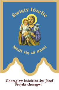 chorągiew kościelna z haftowaną postacią św. Józef