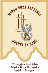 chorągiew kościelna z haftowaną postacią Matka Boża Katyńska