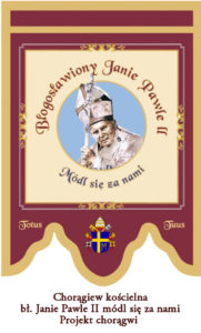 chorągiew kościelna z haftowaną postacią Jan Paweł II