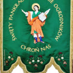 chorągiew kościelna z haftowaną postacią Święty Pankracy